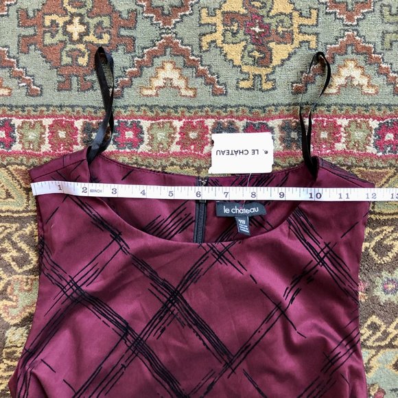 *NWT* Ruched Sleeveless Abstract Print Burgundy Dress - Made in Canada - XXS - Picture 11 of 16